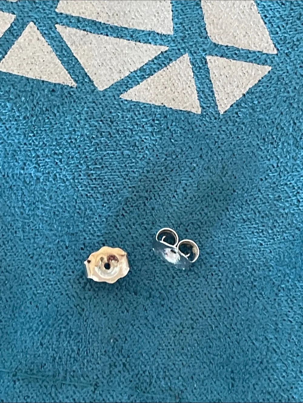 VINTAGE White Round Diamond Stud Silver Earrings